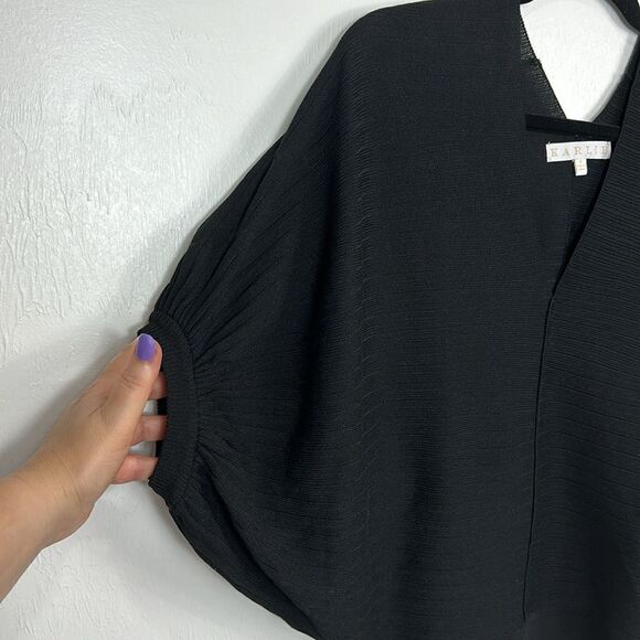 Karlie Viscose Black V-neck Dolman Sleeve Ribbed Knit Pullover Sweater Size S - Picture 3 of 9
